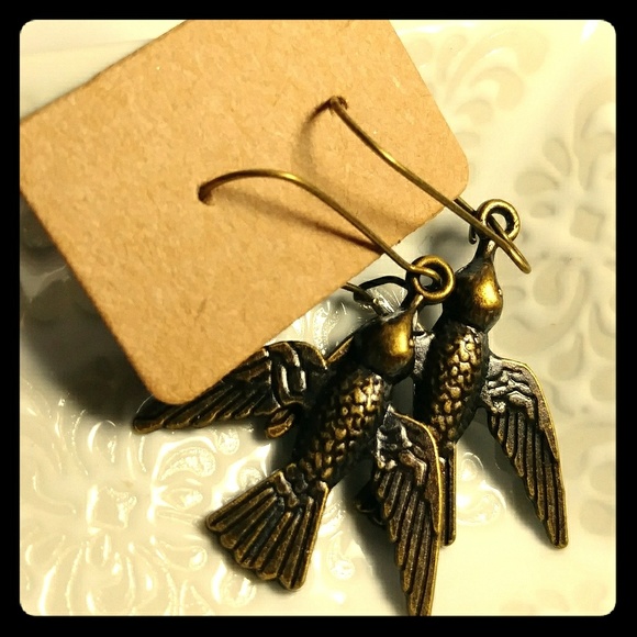 boho bird earrings w/french hooks jewelry gift - Picture 5 of 5